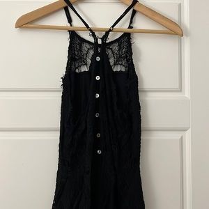 Free people black lace button back dress